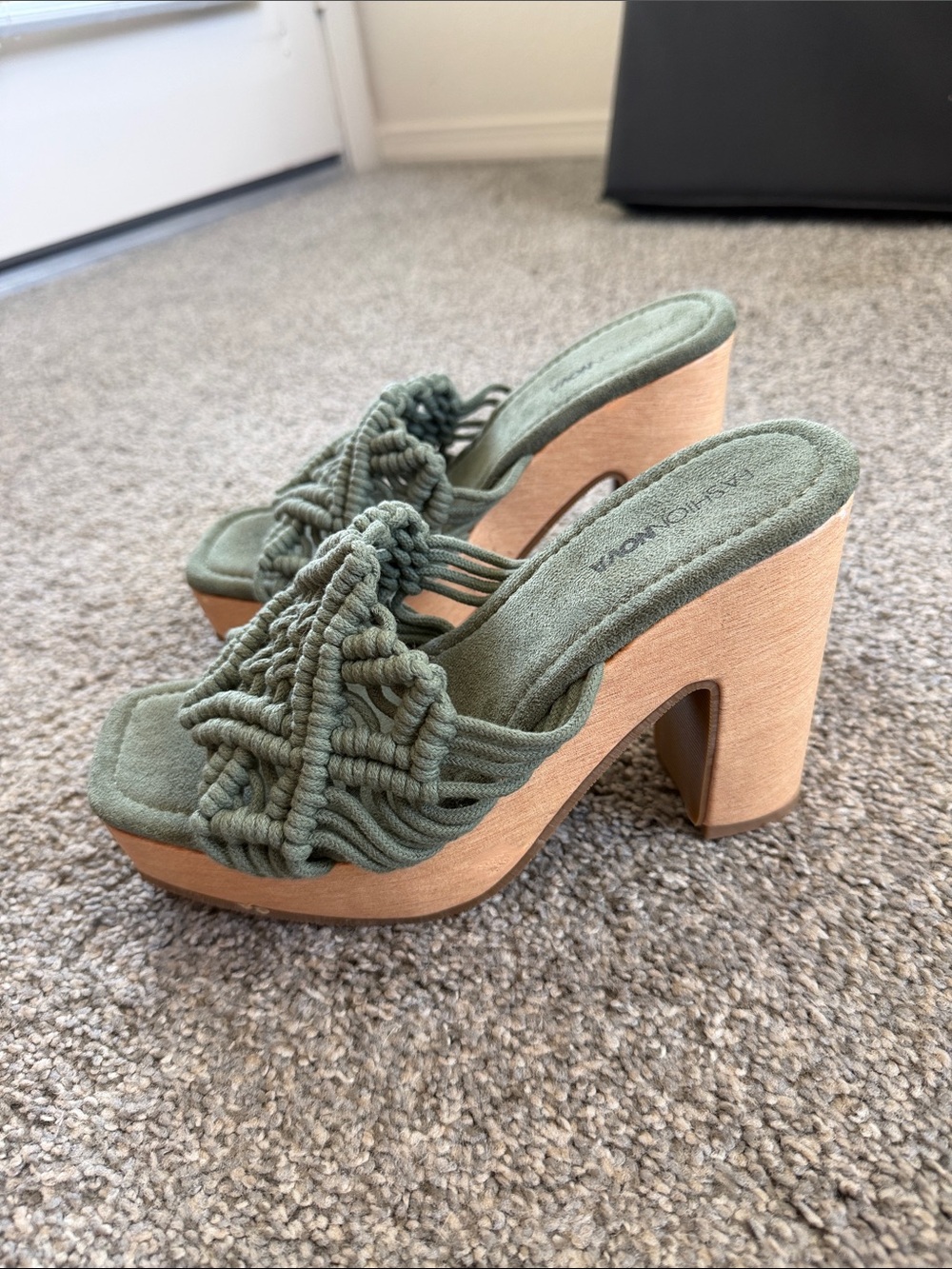 Macrame Platform Clog Heels (never worn)